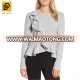 Autumn season long sleeve pullover grey ruffled 100% cashmere women sweater